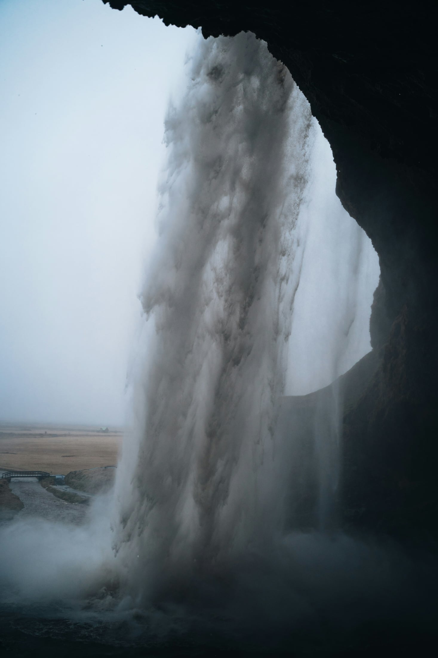 Waterfall seen from the cave behind it